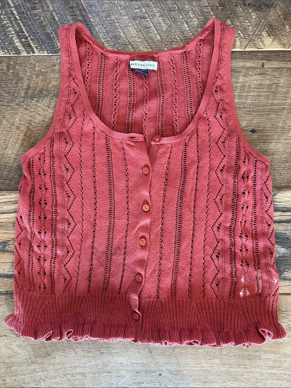 American Eagle Outfitters Rust-Red Knit Button-Front Camisole